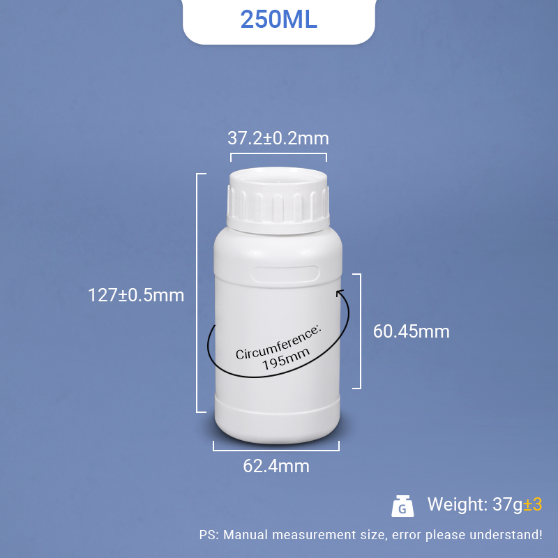 Пластиковая бутылка из полиэтилена высокой плотности емкостью 250 мл с крышкой TE и мерной крышкой