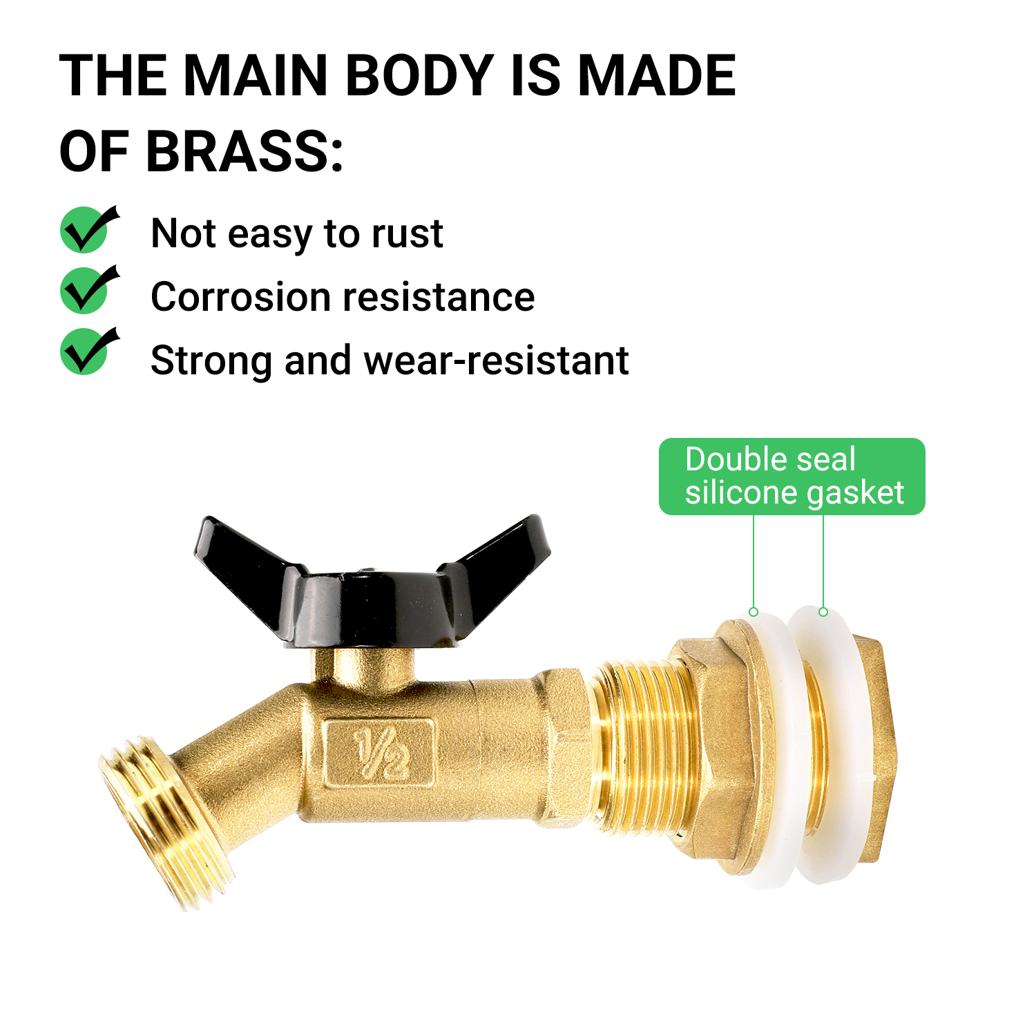 Набор для опорных бочек с латунными дождевыми стволами с 3/4 'GHT, четверть шариковой клапан и подгонка для борьбы