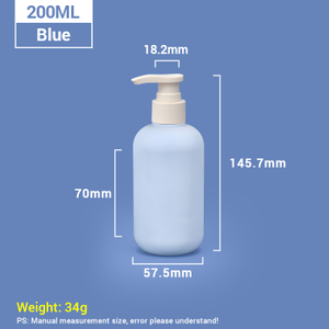 200 мл синего пластикового шампуня с абрикосовой крышкой насоса