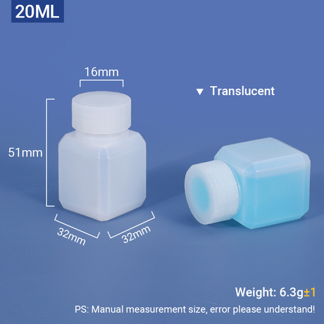 Квадратная бутылка HDPE 20 мл для химикатов