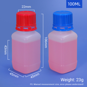 100 мл квадратной формы Химический реагент бутылка HDPE с внутренней заглушкой и винтовой крышкой