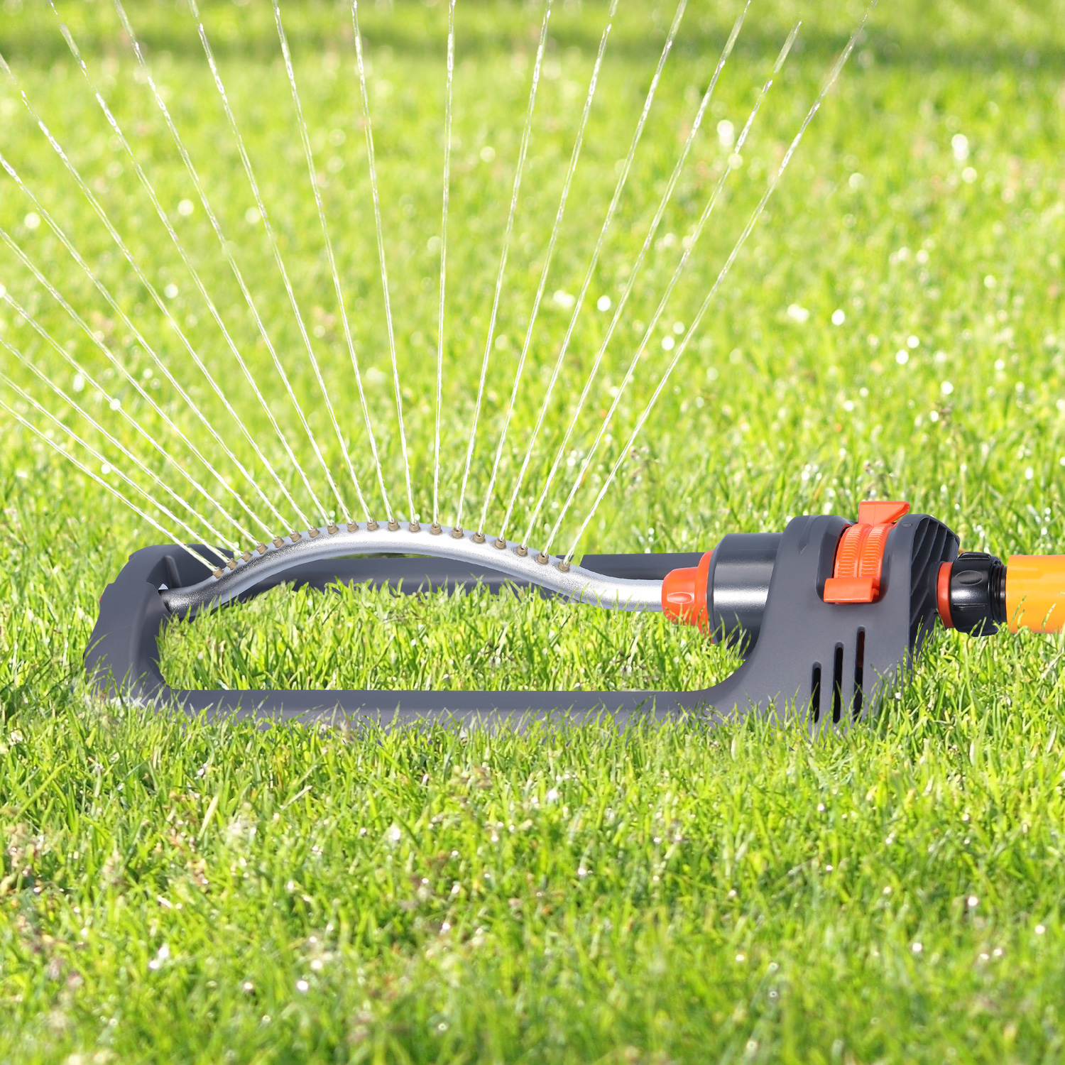 Распутающийся газонный разбрызгиватель с 19-отверстиями латунных форсунок, покрывает до 8-10 м, включает в себя иглу для очистки реактивной реакции.