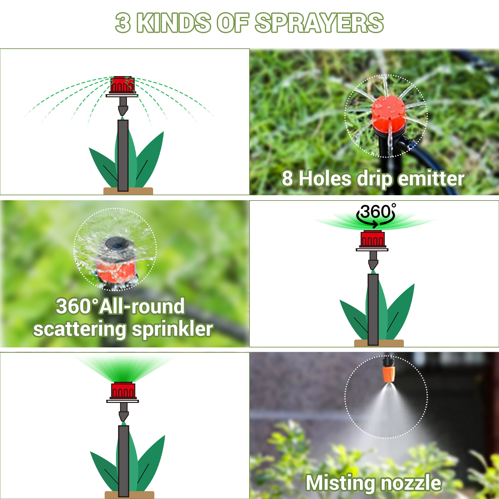 Система капельной ирригации для сада, системы водопроводной системы растений парниковые спринклерные аксессуары, 226 -футовый набор для капельницы с 1/4 1/2 дюйма для труб для открытых растений, приподнятый садовый кровать, двор горшок, газон