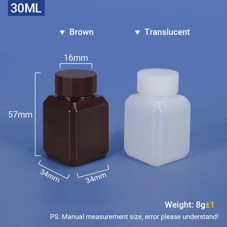 Квадратная бутылка HDPE 30 мл для химикатов