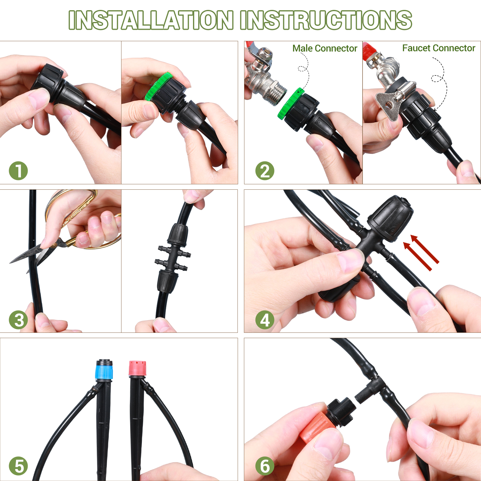 Система капельной ирригации для сада, системы водопроводной системы растений парниковые спринклерные аксессуары, 226 -футовый набор для капельницы с 1/4 1/2 дюйма для труб для открытых растений, приподнятый садовый кровать, двор горшок, газон
