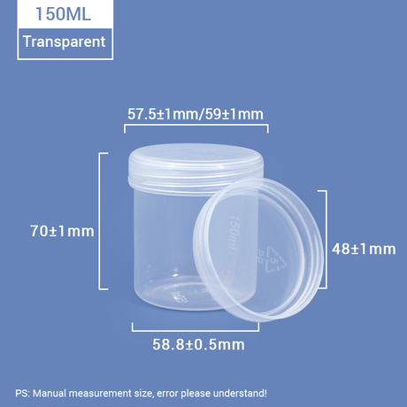 Прозрачная пластиковая банка емкостью 150 мл с крышкой с внутренним кольцом для хранения пищевых продуктов