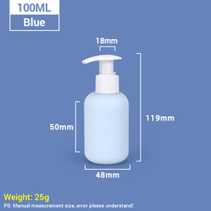 100 мл 3,4 унции Blue Size Размер пластиковых бутылок шампуня с самотолочным насосом