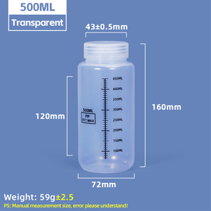 Градуированные пластиковые бутылки для реагентов емкостью 500 мл с широким горлышком