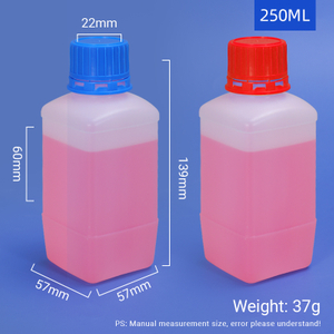 250 мл квадратной формы Химический реагент бутылка HDPE с внутренней пробкой и винтовой крышкой