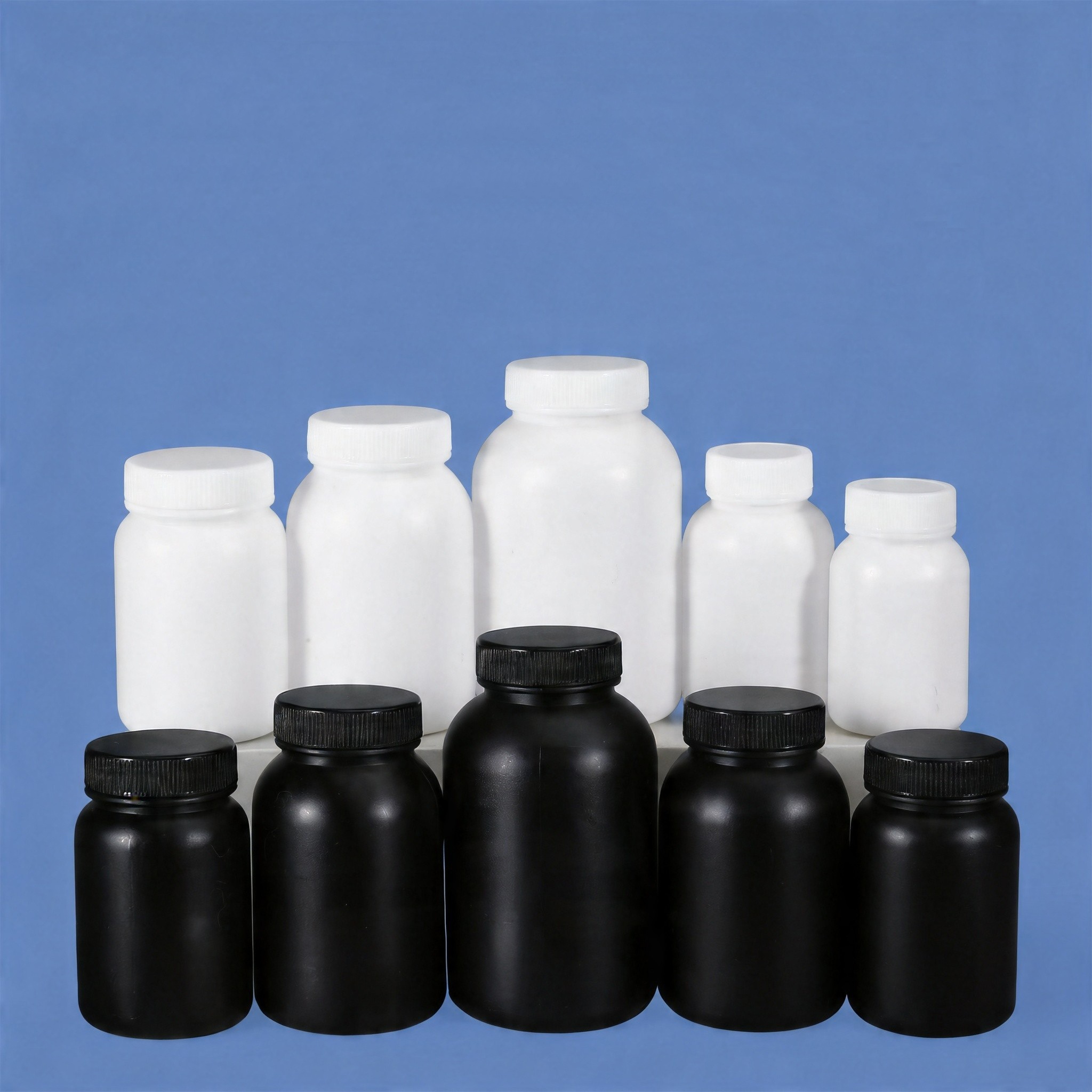 Прямая продажа с фабрики, черно-белая пластиковая бутылка из HDPE с широким горлышком и герметичной внутренней крышкой для использования в химической лаборатории