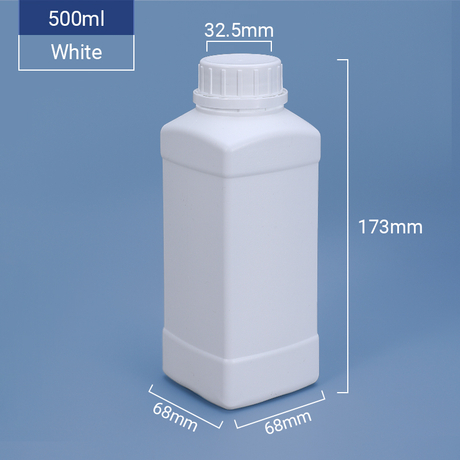 500 мл квадратная пластиковая бутылка HDPE с винтной крышкой вмешивается 