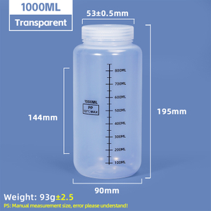 Градуированные пластиковые бутылки для реагентов емкостью 1000 мл с широким горлышком