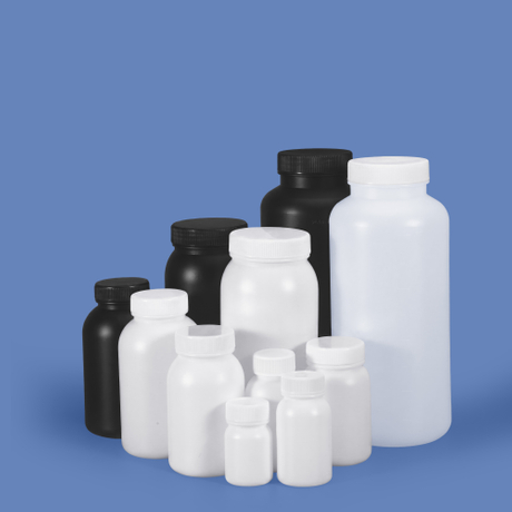 Прямая продажа с фабрики, черно-белая пластиковая бутылка из HDPE с широким горлышком и герметичной внутренней крышкой для использования в химической лаборатории