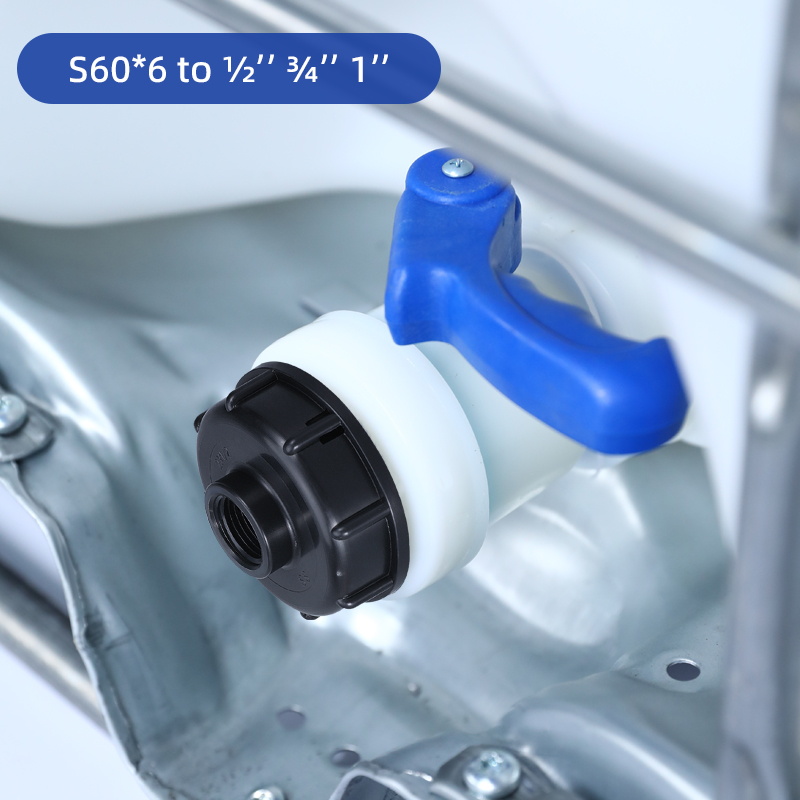 S60x6 Грубая резьба до 1/2 '3/4 ' 1 'Внутренняя резьба из IBC Tank Fitings, пластиковый дренажный адаптер для клапана шланга (3/4 '')