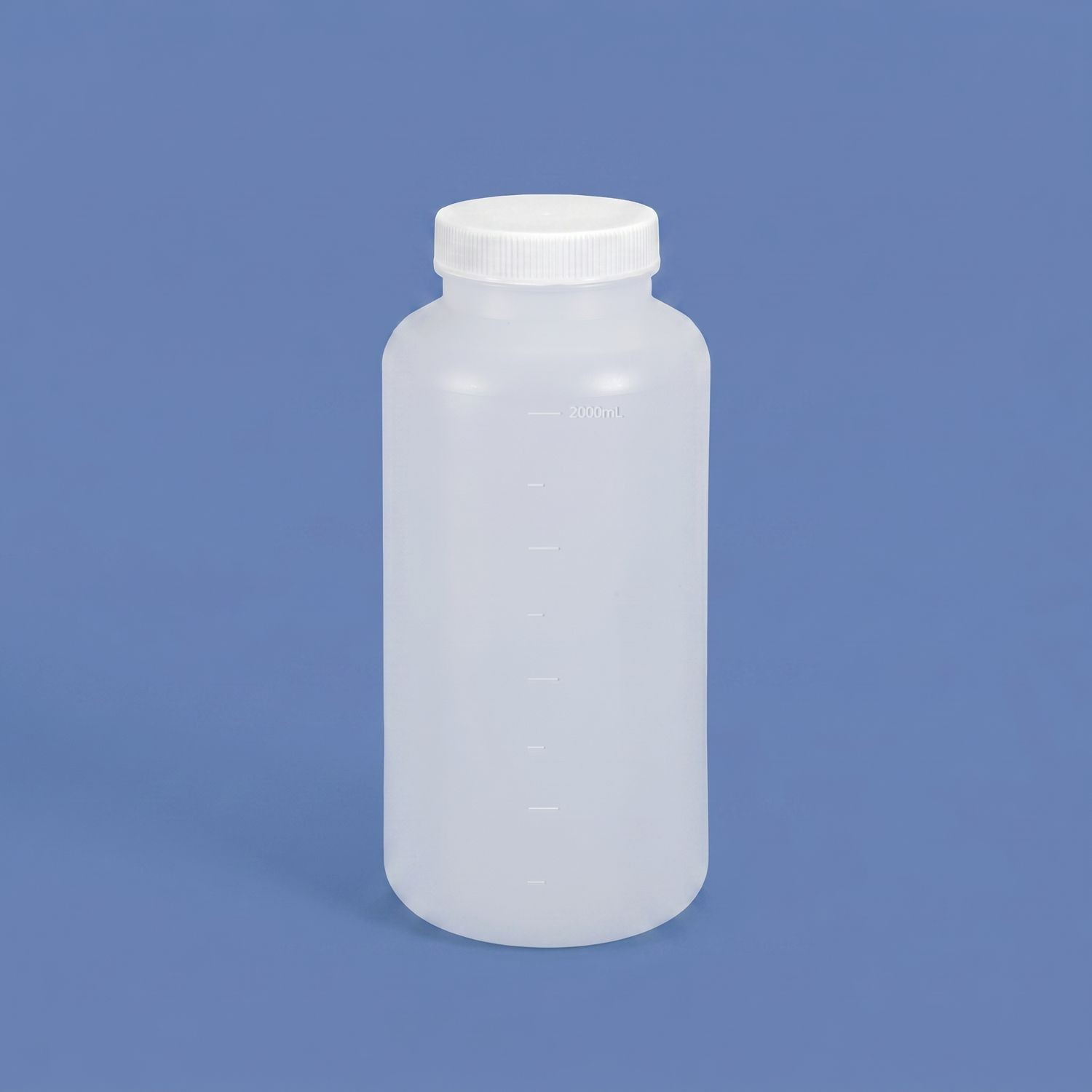 Пластиковая бутылка HDPE 2 л с широким горлышком и герметичной внутренней крышкой для использования в химической лаборатории